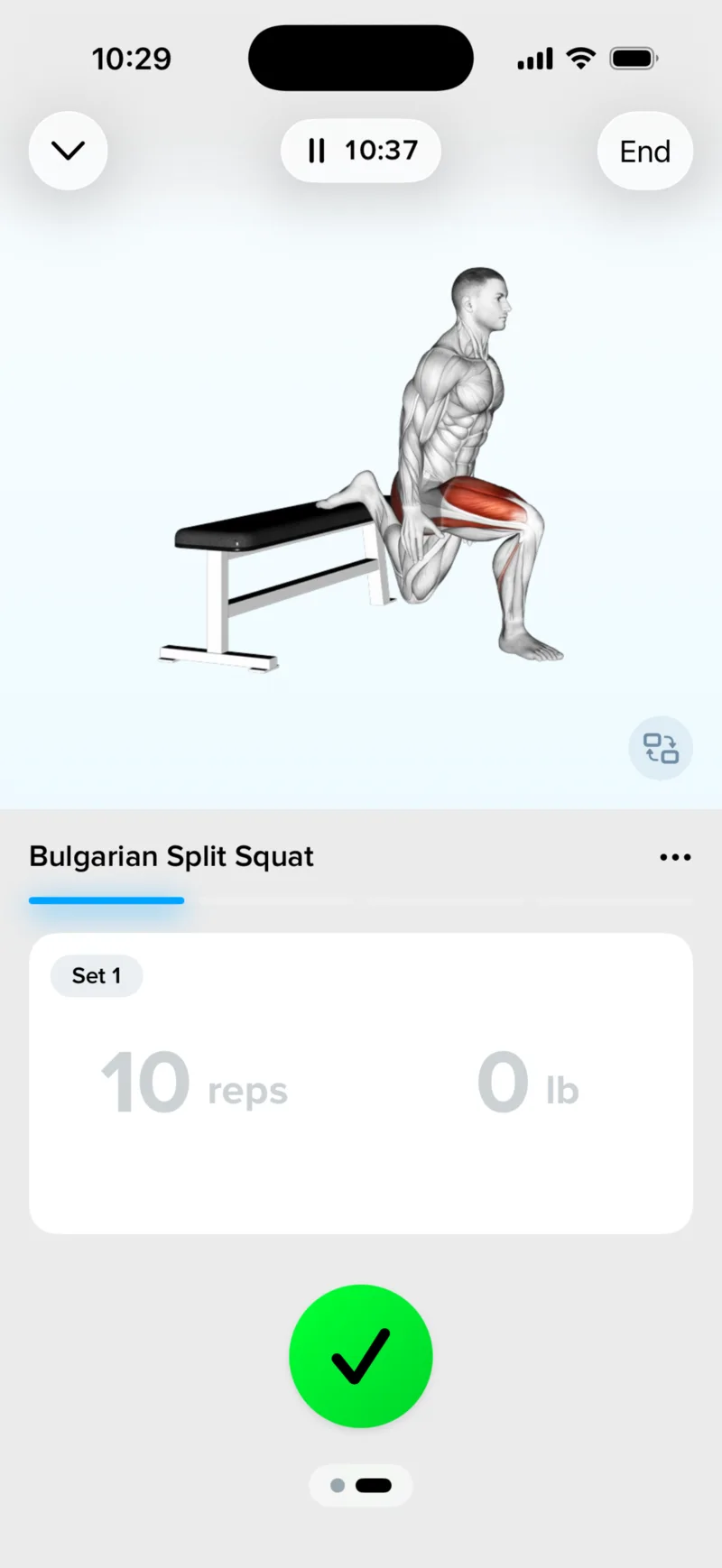 ligi active workout — logging a set